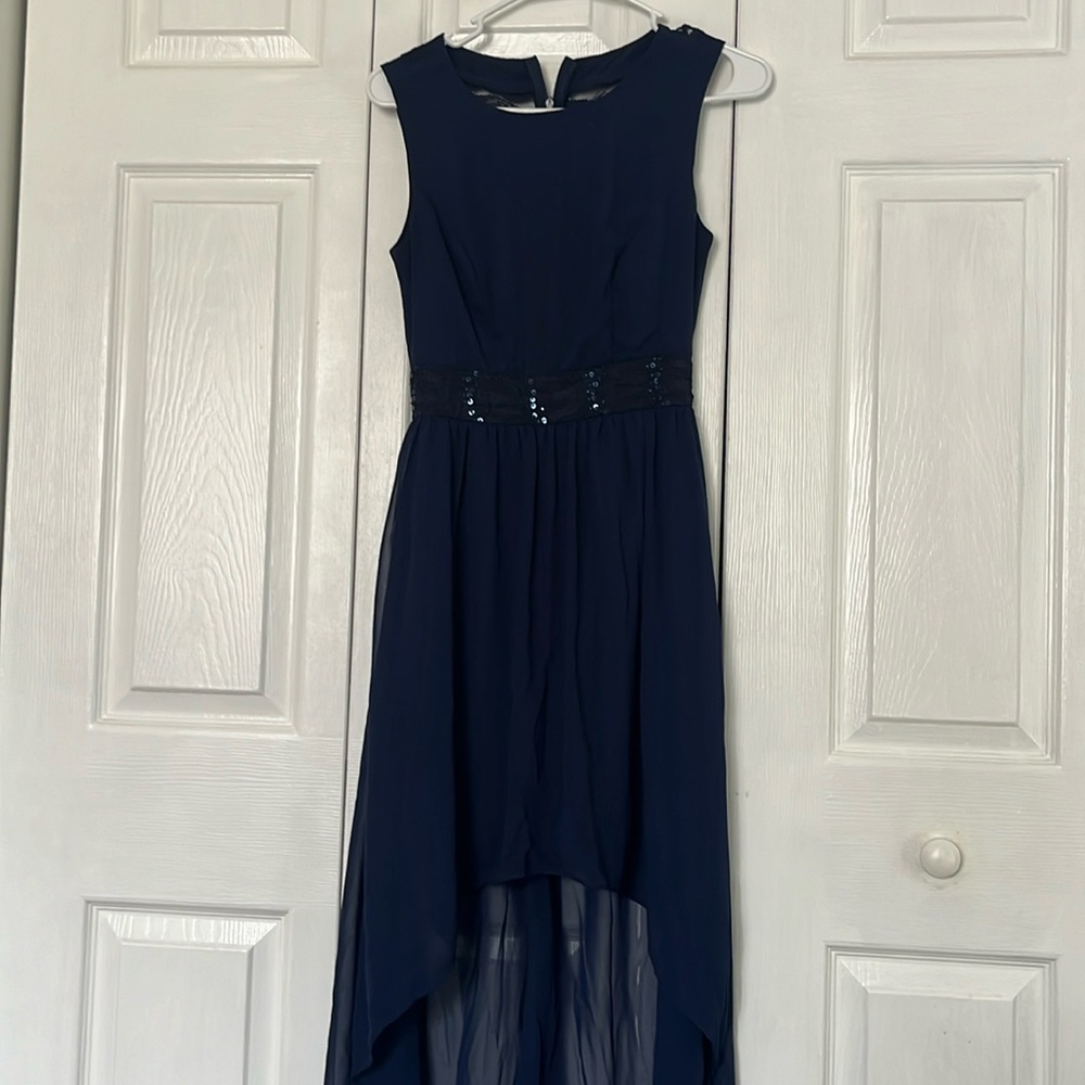 High low navy blue dress